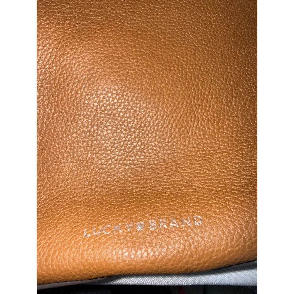 LUCKY BRAND LARGE BROWN LEATHER SLOUCHY CRESCENT HOBO SHOULDER BAG PURSE HANDBAG